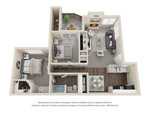 Floor plan for 2 beds, 1 bath, 1050 sqft